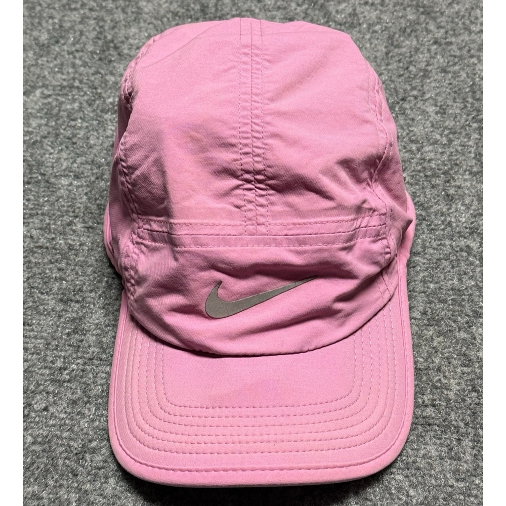 Nike Running Hat Cap Pink 5 Panel AW84 Reflective Lightweight DriFit Tailwind